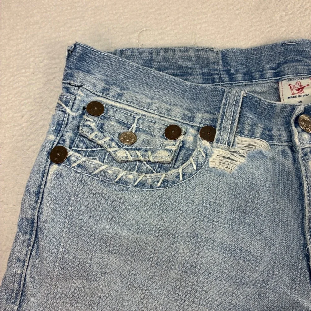 Vintage True Religion Billy Big T Jeans Men 36x33 Blue Faded Baggy Stitching Y2K